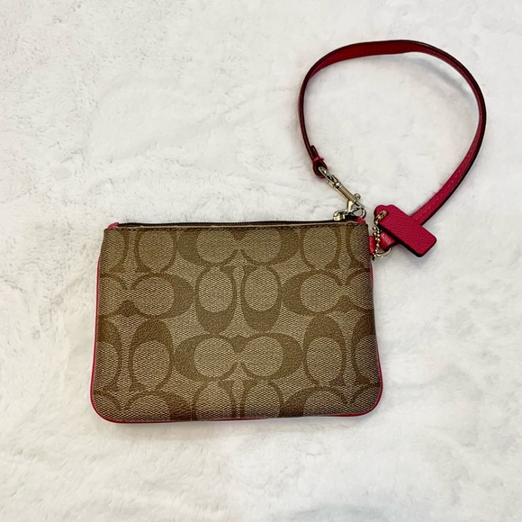 Coach Signature PVC Leather Corner Zip Wristlet - Picture 2 of 11